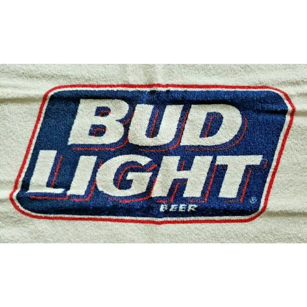 Vintage Bud Light logo Terry Cloth Golf / Bar Towel 19 x 11.5 Budweiser NIP U139